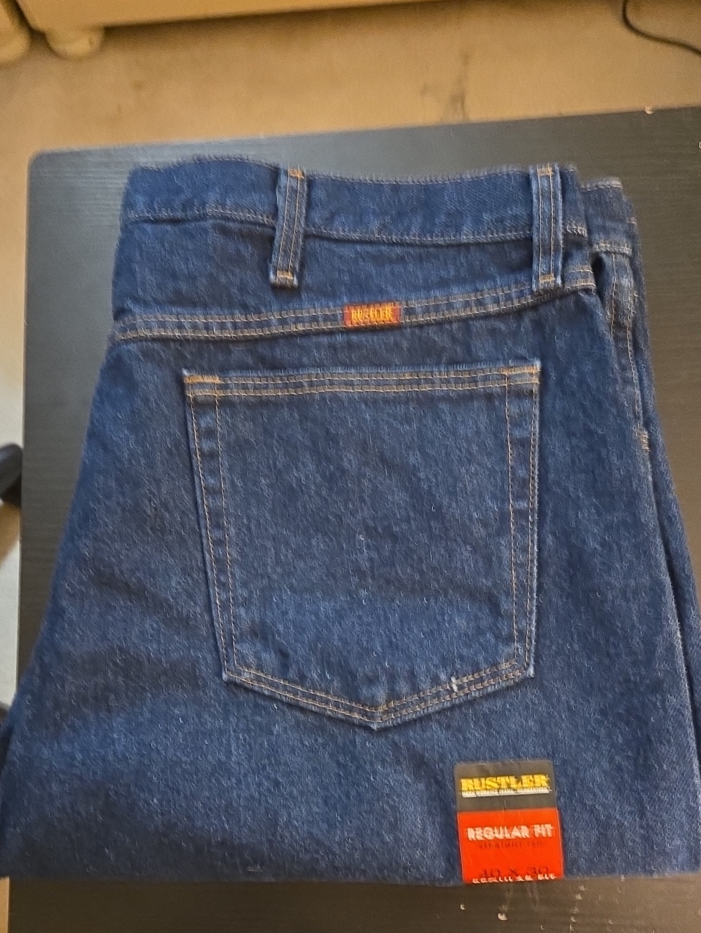 Rustler Men's Dark Blue Relaxed Fit Denim Jeans